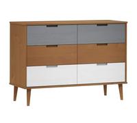 LMTYOENFG Commode Molde en pin marron 113 x 40 x 80 cm | Buffet scandinave à 6 tiroirs avec peinture UV pour salon et couloir.