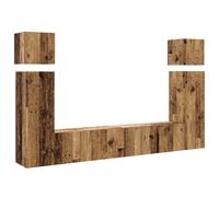 LMTYOENFG Ensemble de 8 meubles TV à montage mural aspect bois vieilli | Ensemble de 8 panneaux suspendus flexibles pour le salon avec 8 unités pour téléviseur et appareils multimédias en structure