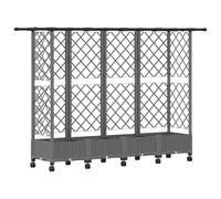 LMTYOENFG Jardinière surélevée avec roues, treillis, toit, gris clair | Pot de fleurs résistant aux intempéries en polypropylène avec système de drainage intelligent pour jardin