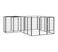 LMTYOENFG Lot de 18 enclos pour chien Noir 250 x 200 x 100 cm Grille de | Enclos indéformable en acier avec toit en polyéthylène pour jardin et terrasse, porte avec verrou de sécurité et piquets de