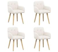 LMTYOENFG Lot de 4 chaises de salle à manger rembourrées avec accoudoirs | Chaises de cuisine modernes avec housse en bou rème, pieds en bois solides et ergonomie confortable pour le salon.
