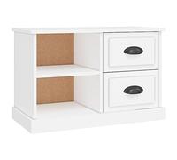 LMTYOENFG Meuble TV blanc 73 x 35,5 x 47,5 cm Meuble bas avec 2 tiroirs | Meuble bas compact pour salon et chambre à coucher avec montage de tiroirs variable et surface de rangement stable.