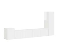 LMTYOENFG Meuble TV mural 3 pièces en bois blanc brillant | Étagère suspendue moderne avec compartiments pour le salon et la chambre à coucher. Offre un espace de rangement structuré.