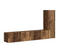 LMTYOENFG Meuble TV mural 3 pièces en bois vieilli | Ensemble de meubles suspendus peu encombrants pour le salon et la chambre à coucher avec compartiments spacieux dans un