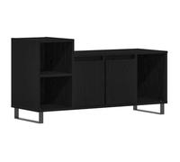 LMTYOENFG Meuble TV noir aspect chêne 100 x 35 x 55 cm | Buffet moderne avec 2 portes à charnières et 4 compartiments ouverts. Offre de l'ordre pour l'électronique grand public dans