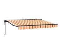 LMTYOENFG Store électrique à bras articulé - 3,5 x 2 m - Store enrouleur à cassette avec télécommande et manivelle - Protection solaire pour terrasse, balcon et jardin - Jaune, orange, blanc