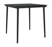 LMTYOENFG Table à manger de jardin en métal et verre - Noir - 80 x 80 x 74 | Table d'appoint carrée compacte en acier noir et plateau en verre pour jardin, terrasse et balcon en plein air.