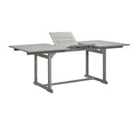LMTYOENFG Table à manger de jardin extensible en bois d'acacia massif Gris | Table de balcon et table de terrasse flexible avec trou pour parasol pour des endroits ombragés lors des fêtes de famille en