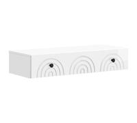 LMTYOENFG Table d'appoint murale blanche brillante, 87,5 x 34,5 x 17 cm, table de chevet suspendue avec tiroir, étagère flottante en bois pour chambre à coucher et salon
