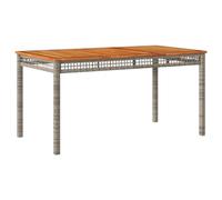 LMTYOENFG Table de jardin en polyrotin - 140 x 80 x 75 cm - Gris | Table de terrasse élégante avec plateau en bois d'acacia et rotin tressé facile d'entretien pour des moments conviviaux dans