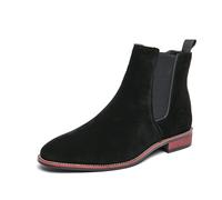 LMUIPMAA Bottes Chelsea pour Hommes À Enfiler avec Panneaux Élastiques Latéraux, Talon Bas Chaussures Montant À La Cheville,Noir,41 EU