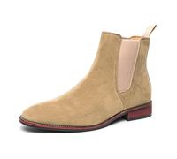 LMUIPMAA Bottes Chelsea pour Hommes À Enfiler avec Panneaux Élastiques Latéraux, Talon Bas Chaussures Montant À La Cheville,Marron,41 EU