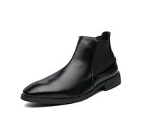 LMUIPMAA Bottes Chelsea pour Hommes À Petit Talon Carré, Modèle Haut À Enfiler, Chaussures Habillées Oxford pour Mariage, Bal, Fête Ou Travail,Noir,48 EU
