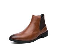 LMUIPMAA Bottes Chelsea pour Hommes À Petit Talon Carré, Modèle Haut À Enfiler, Chaussures Habillées Oxford pour Mariage, Bal, Fête Ou Travail,Marron,43 EU