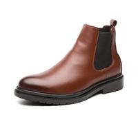 LMUIPMAA Bottes Chelsea pour Hommes, Chaussures habillées à Enfiler, Bottines Cheville Chukka desserte,Marron,41 EU