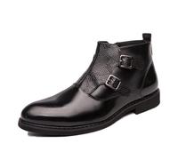 LMUIPMAA Bottes Cheville pour Hommes À Double Boucle Monk | Bottes Chelsea avec fermeture éclair latérale, talon bloc bas, bottes Chukka pour le trajet et le port décontracté