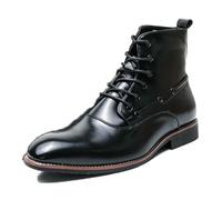 LMUIPMAA Bottes Chukka pour Hommes Classiques Oxford Bottines Habillées Légères Anti-Dérapantes Cuir à Lacets Bottines Désert,Noir,40 EU
