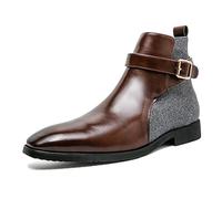 LMUIPMAA Bottes De Cheville Monk pour Hommes Bottes De Habillées Formelles Bottines Chelsea pour Hommes,Marron,44 EU