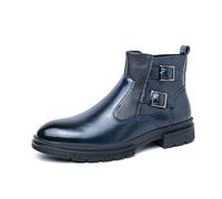 LMUIPMAA Bottes De Habillées pour Hommes À Fermeture Éclair, Bout Rond Bottes De Chukka Décontractées Et Professionnelles,Bleu,41 EU