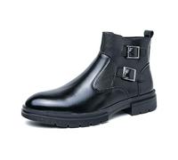 LMUIPMAA Bottes De Habillées pour Hommes À Fermeture Éclair, Bout Rond Bottes De Chukka Décontractées Et Professionnelles,Noir,46 EU