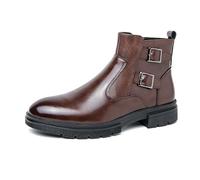 LMUIPMAA Bottes De Habillées pour Hommes À Fermeture Éclair, Bout Rond Bottes De Chukka Décontractées Et Professionnelles,Marron,41 EU