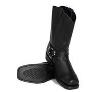 LMUIPMAA Bottes D'équitation Mi-Mollet pour Homme Bottines De Cowboy Western Vintage Bottes en Cuir À Talons Bas,Noir,44 EU