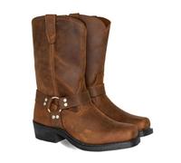 LMUIPMAA Bottes D'équitation Mi-Mollet pour Homme Bottines De Cowboy Western Vintage Bottes en Cuir À Talons Bas,Jaune,41 EU