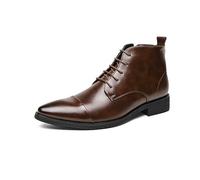 LMUIPMAA Bottes Oxford pour Hommes À Bout Pointu, Lacets Et Fermeture Éclair Bottines, Chaussures Derby Formelles pour Affaires,Marron,43 EU
