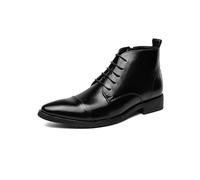 LMUIPMAA Bottes Oxford pour Hommes À Bout Pointu, Lacets Et Fermeture Éclair Bottines, Chaussures Derby Formelles pour Affaires,Noir,42 EU