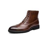 LMUIPMAA Bottines à Lacets en Cuir pour Homme, Bottes Chukka habillées Bottes de Travail décontractées à Bout Golf,Marron,45 EU
