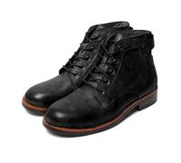 LMUIPMAA Bottines à Lacets Homme Cuir Bottes de Moto à Bout Rond,Noir,48 EU
