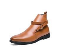 LMUIPMAA Bottines Chelsea Décontractées Et Confortables À Enfiler avec Boucle en Cuir Synthétique pour Homme,Jaune,41 EU