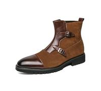 LMUIPMAA Bottines Chelsea en Cuir Synthétique pour Homme, Bottines d'affaires À Enfiler pour Une Tenue Décontractée Et Formelle,Marron,44 EU
