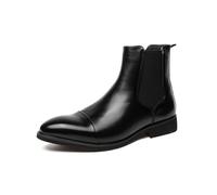 LMUIPMAA Bottines Chelsea en PU Cuir Homme Glisser sur Bottes de Cheville,Noir,40 EU