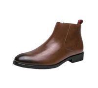 LMUIPMAA Bottines Chelsea Femme Cuir Cheville Bottes Noir Fermeture Éclair Bottine Courte pour Réunion Travail,Marron,45 EU