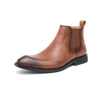 LMUIPMAA Bottines Chelsea Homme Élastiques À Enfiler Bottes De Cheville en Cuir pour Réunion Travail,Jaune,43 EU