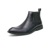 LMUIPMAA Bottines Chelsea Homme Élastiques À Enfiler Bottes De Cheville en Cuir pour Réunion Travail,Noir,38 EU