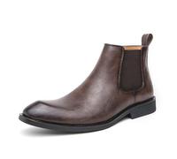 LMUIPMAA Bottines Chelsea Homme Élastiques À Enfiler Bottes De Cheville en Cuir pour Réunion Travail,Marron,43 EU