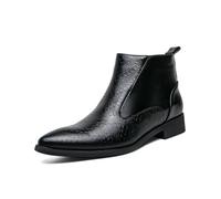 LMUIPMAA Bottines Chelsea pour Hommes à Fermeture éclair latérale, Bout Pointu Bottes Chukka, Talon Bas Bottines habillées pour Le Travail,Noir,48 EU