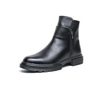 LMUIPMAA Bottines Chelsea pour Hommes Bottes De Occidentales en Cuir Bottines Chukka avec Double Fermeture Éclair,Noir,40 EU