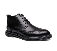 LMUIPMAA Bottines Cuir De Hommes Chaussures Formelles À Bout Rond Bottes d'affaires À Lacets avec Fermeture Éclair,Noir,40 EU