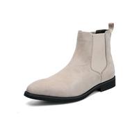 LMUIPMAA Bottines décontractées Chelsea Desert en Faux Daim à Soufflet pour Homme,Beige,43 EU