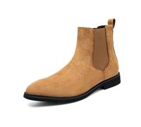 LMUIPMAA Bottines décontractées Chelsea Desert en Faux Daim à Soufflet pour Homme,Camel,41 EU