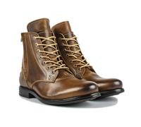 LMUIPMAA Bottines Lacets Homme Rétro Biker Bottes De Moto Hiver Fermeture Éclair Combat Bottes,Marron,47 EU