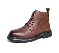 LMUIPMAA Bottines Lacets pour Homme avec Fermetures éclair pour Le Travail, Les Voyages d'affaires,Marron,39 EU
