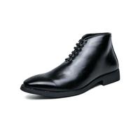 LMUIPMAA Bottines pour Homme Cuir PU Style Brogues Vintage Lacets Formel Chaussures Habillées,Noir,39 EU