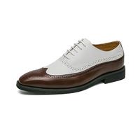 LMUIPMAA Brogue Homme Chaussures Deux Tons Mode Chaussures à Lacets Oxfords Chaussures Robe de Mariage Formelles,Marron,39 EU