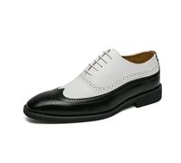 LMUIPMAA Brogue Homme Chaussures Deux Tons Mode Chaussures à Lacets Oxfords Chaussures Robe de Mariage Formelles,Noir,38 EU