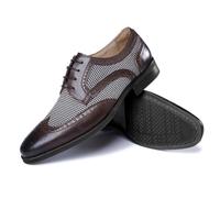 LMUIPMAA Brogues pour Hommes Chaussures Habillées Formelles Oxfords Lacets Classiques Chaussures De Mariage,Marron,41 EU