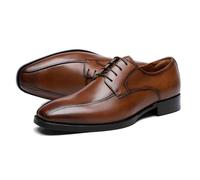 LMUIPMAA Chaussure Derbys Homme À Lacets Classique Chaussures Oxford De Cuir Moderne Affaires Mariage Costume Chaussures,Marron,41 EU